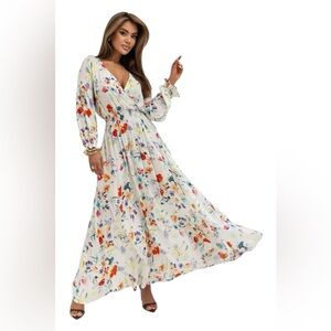 Floral Maxi Dress Ptp 19 100 % polyester length from waist is 33